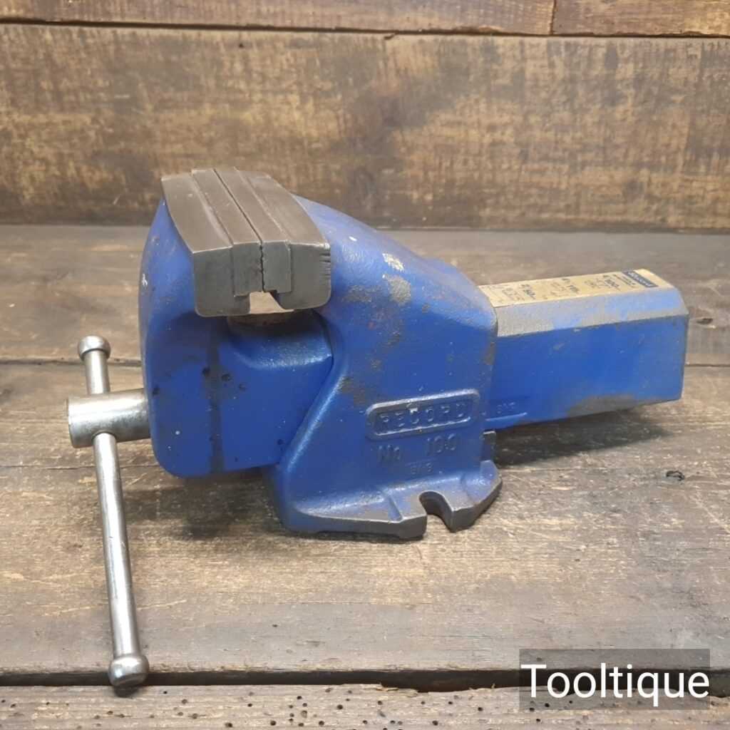 Vintage Record Tools England No: 100 Engineers Vice 4” Jaws - Good Condition