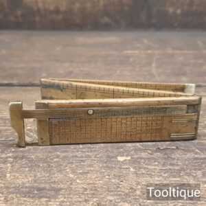 Antique Iron Workers 3-Fold Boxwood & Brass Scale Rule - Fair Condition