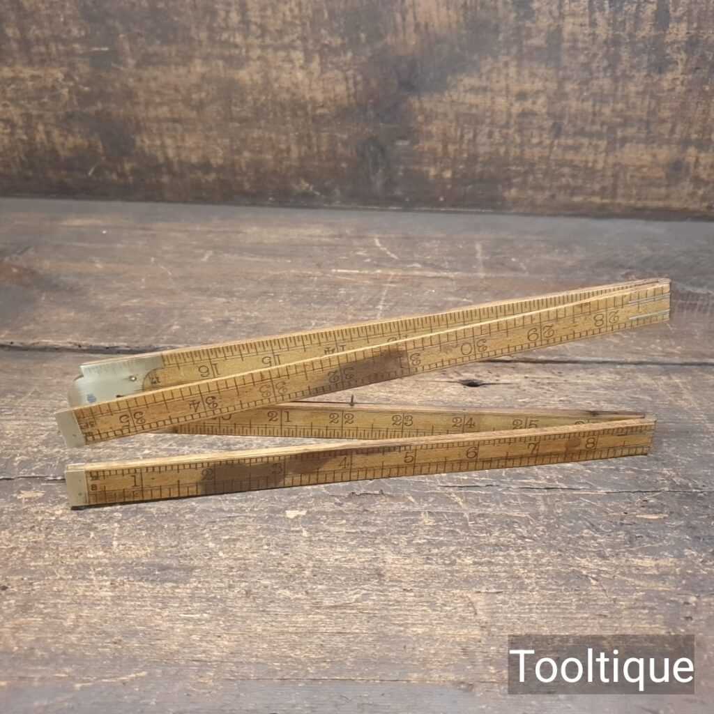 Vintage 24” Rabone No: 2550 Boxwood & Brass 4-fold Imperial Rule