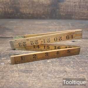 Vintage English 24” Boxwood & Brass 4-Fold Carpenters Rule - Refurbished