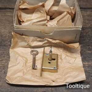Vintage English 2” Mortice Cupboard 2 lever Brass Lock 2 No: Keys - New Old Stock