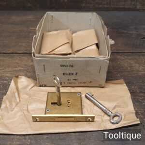 Vintage English 3” Mortice Cupboard 2 lever Brass Lock 2 No: Keys - New Old Stock