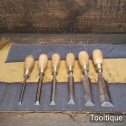 Vintage Set of 6 No: Forged Steel Bevel Edge Butt Chisels - Refurbished To Use