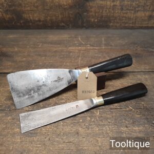 2 Vintage I. Sorby & Marples & Sons Ebony & Brass Scrapers - Refurbished