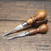 2 No: Vintage Small Cabinetmakers 3/16” + ¼” Flat End Screwdrivers - Refurbished
