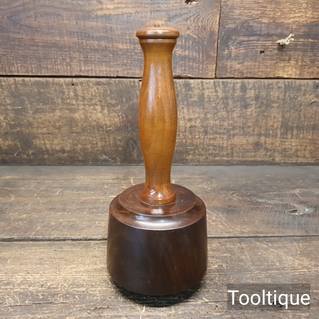 Bespoke Wood-Turned Reclaimed Old Lignum Vitae Mallet - Poplar Handle