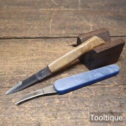 2 No: Vintage Veteran Brand Whittling Knives Composite Handles - Sharpened
