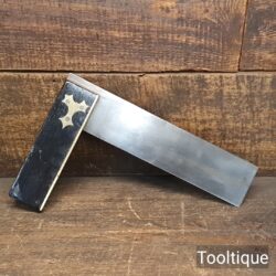 Antique 9” Carpenters Ebony & Brass Square - Refurbished Ready For Use