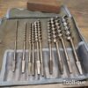 Vintage Set 10 No: Jenning Pattern Brace Auger Bits in Roll - Sharpened Ready For Use