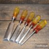 5 Vintage Marples Shamrock Sheffield Marples M373 Bevel Edge Chisels - Refurbished