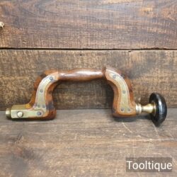 Vintage 19TH Century Carpenters Beechwood & Brass Brace Ebony Bun Handle