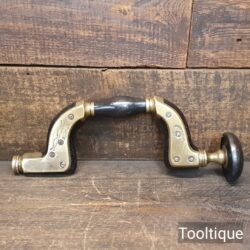 Antique Wm Marples & Sons Ebony & Brass Carpenters Brace - Ideal Tool Prop