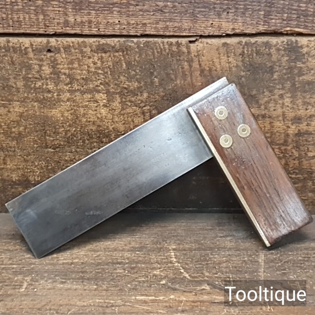 Vintage 6 ¼” J. Tyzack & Son Rosewood Brass Carpenters Square - Refurbished