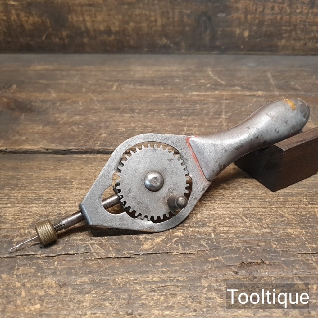 Unusual Vintage Steel Plate Fine Work Egg Beater Hand Drill - Good/Fair Condition