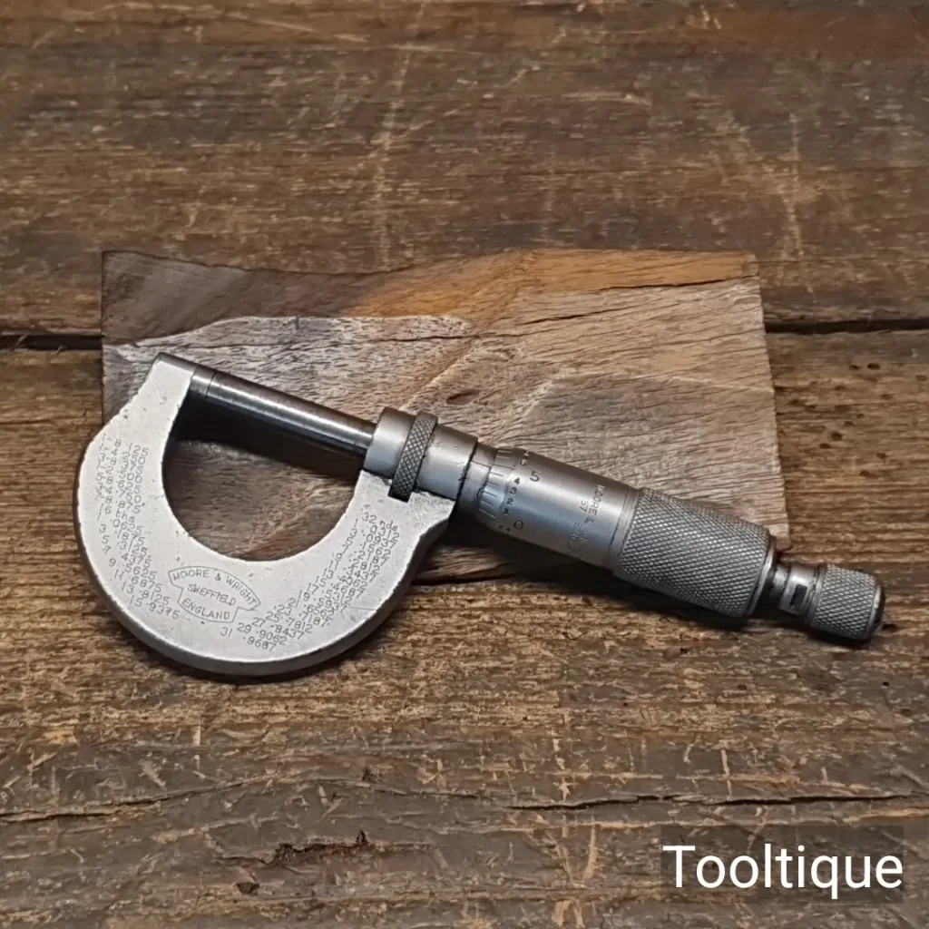 Vintage Moore & Wright England 0-1” No: 961 Engineers Imperial Micrometer
