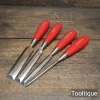 Vintage Set of 4 No: Footprint Sheffield Bevel Edge Chisels - Fully Refurbished