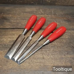 Vintage Set of 4 No: Footprint Sheffield Bevel Edge Chisels - Fully Refurbished