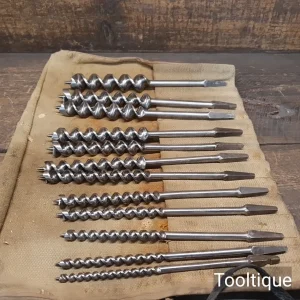 Vintage Set of 12 No: Genuine Russell Jennings USA Carpenters Spur Auger Bits - Sharpened