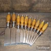 Scarce Set 10 No: Vintage Marples Heavy Duty Firmer Chisels - Fully Refurbished