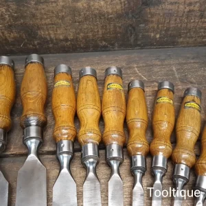 Scarce Set 10 No: Vintage Marples Heavy Duty Firmer Chisels - Fully Refurbished