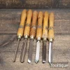 Vintage Set of 6 No: Marples Shamrock Woodturning Chisels - Refurbished