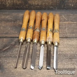 Vintage Set of 6 No: Marples Shamrock Woodturning Chisels - Refurbished