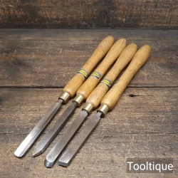Vintage 4 No: Marples Woodturning Chisels Ash Handles - Good Condition