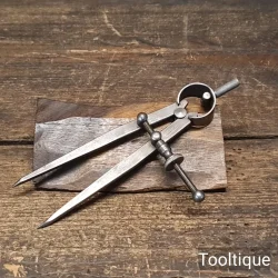 Vintage English 5” Silver Steel Spring Adjustment Dividers - Refurbished