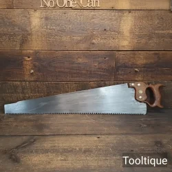 Antique 28” Drabble & Sanderson Warranted ‘London Spring’ Steel 3 Tpi Rip Saw - Refurbished