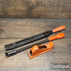 3 No: Vintage Stanley Surform Rasp Shaver Tools - Good Condition