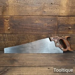 Vintage 20” Disston Keystone Warranted Superior 7 Tpi Rip Hand Saw - Refurbished