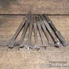6 No: Antique Carpenters Brace Centre Bits Countersink Bit Screwdriver - Sharpened