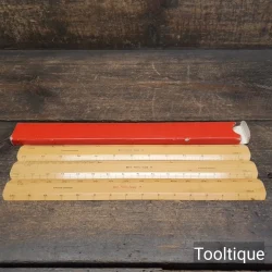 3 No: Vintage RICS Hardwood Metric Engine Divided Scale Rules - Good Condition