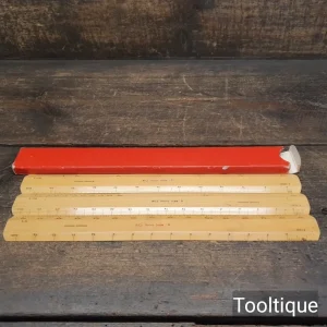 3 No: Vintage RICS Hardwood Metric Engine Divided Scale Rules - Good Condition