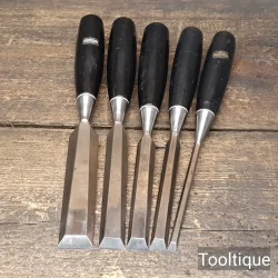 5 No: Vintage Stanley No: 5001 Bevel Edge Chisels - Fully Refurbished