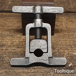 Vintage 9mm Vice Pipe Clamp with Wing Nut Threaded Adjuster - Good Condition