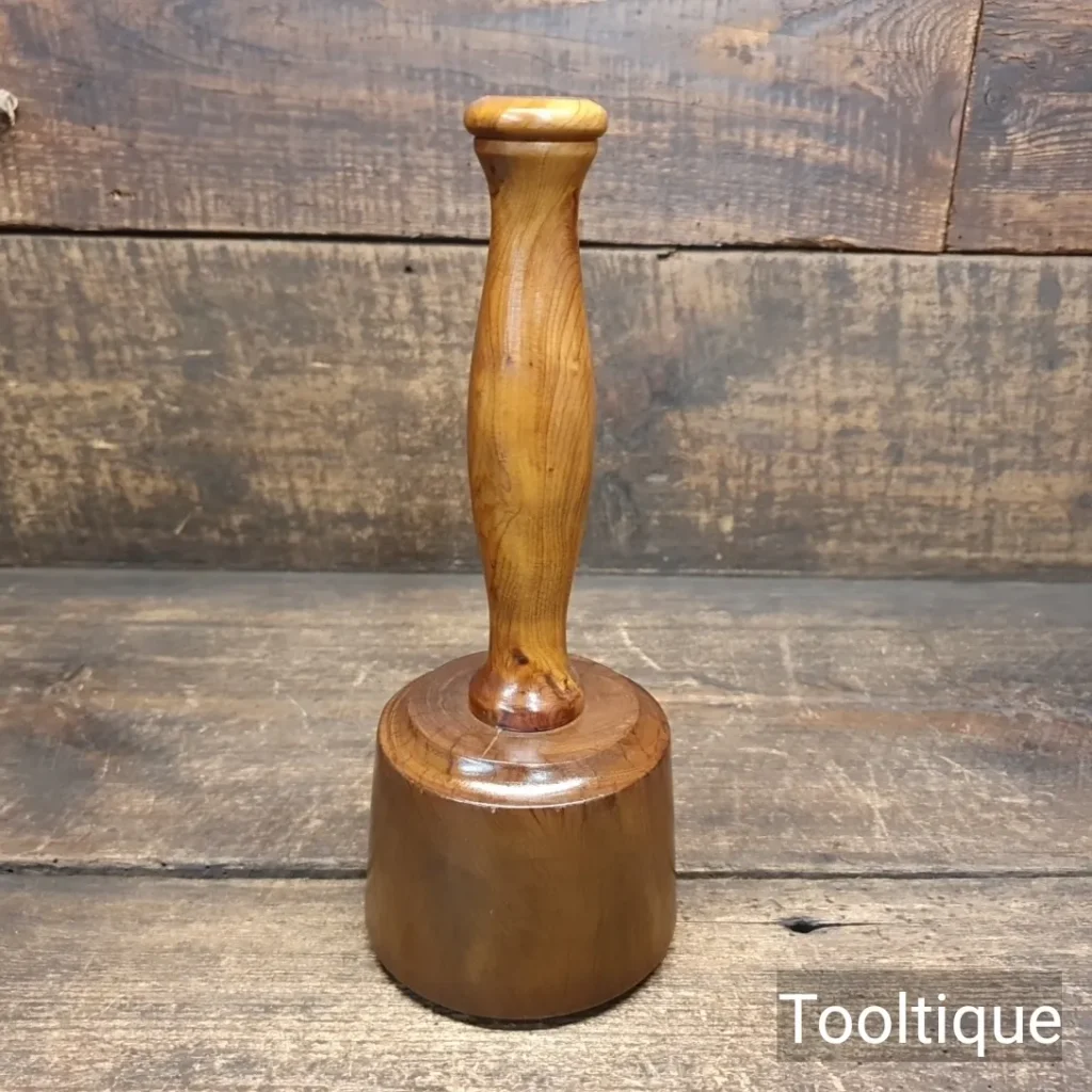Small Bespoke Hand Wood-Turned Reclaimed Old Lignum Vitae Mallet - Yew Handle
