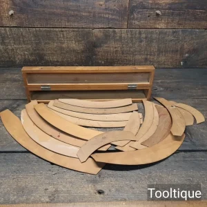 Antique Stanley London Draughtsman Radius/Curved Fruitwood Templates in Original Box