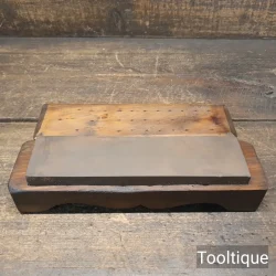 Vintage Norton India Med/fine Oil Stone in Wooden Box - Lapped Flat