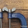 Vintage Pair of 8” Course Square Thread Carpenters Wing Nut G Cramps - Refurbished