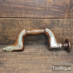 Antique 19th Century Carpenters Beechwood Brass Plated Brace - Good Condition