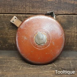 Vintage Rabone Chesterman Leather Bound 100ft Tape Measure -Good Condition