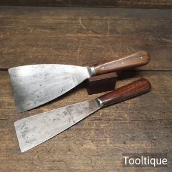 2 No: Vintage Rosewood Handled Rigid Scraper or Filling Knives - Good Condition