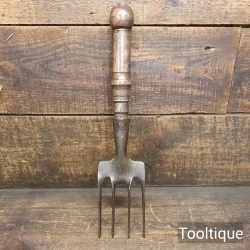 Vintage Gardeners Hand Fork Ornate Shaped Beechwood Handle - Refurbished