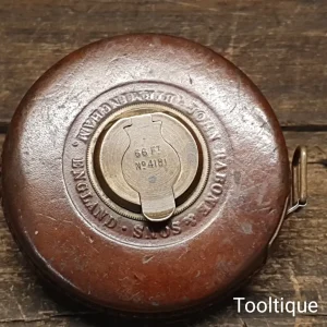 Vintage John Rabone Leather Bound 66ft Steel Tape Measure - Good Condition Vintage John Rabone Leather Bound 66ft Steel Tape Measure - Good Condition