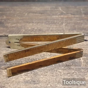 Antique Rabone No: 1113 Boxwood & Brass Bound Edged Imperial 4-fold Rule