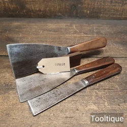 3 No: Vintage Rosewood Handled Scraper and Filler Knives - Refurbished