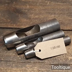 3 No: Vintage Priory Sheffield Leatherworking Hole Punches - Sharpened