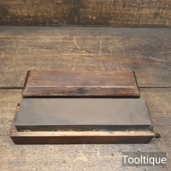 Antique Natural Sedentary Fine Honing Stone in Pine Box - Lapped Flat