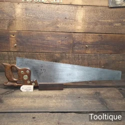 Vintage 24” Henry Disston USA Thumb Hole Pattern Rip Saw - Sharpened & Refurbished